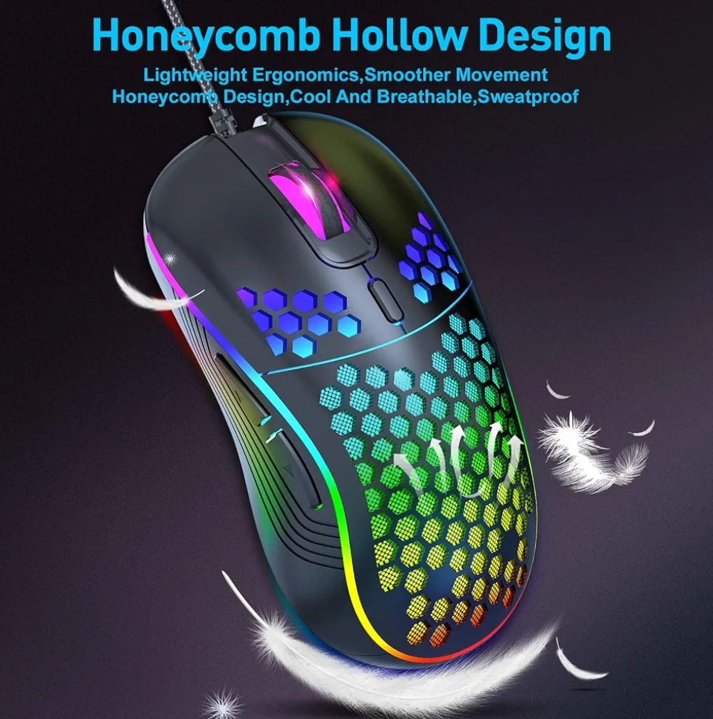 mouse para juegos con cable ergonómico