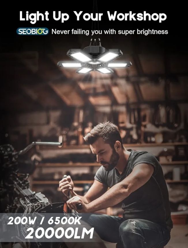 SEOBIOG Paquete de 2 luces de garaje enchufables