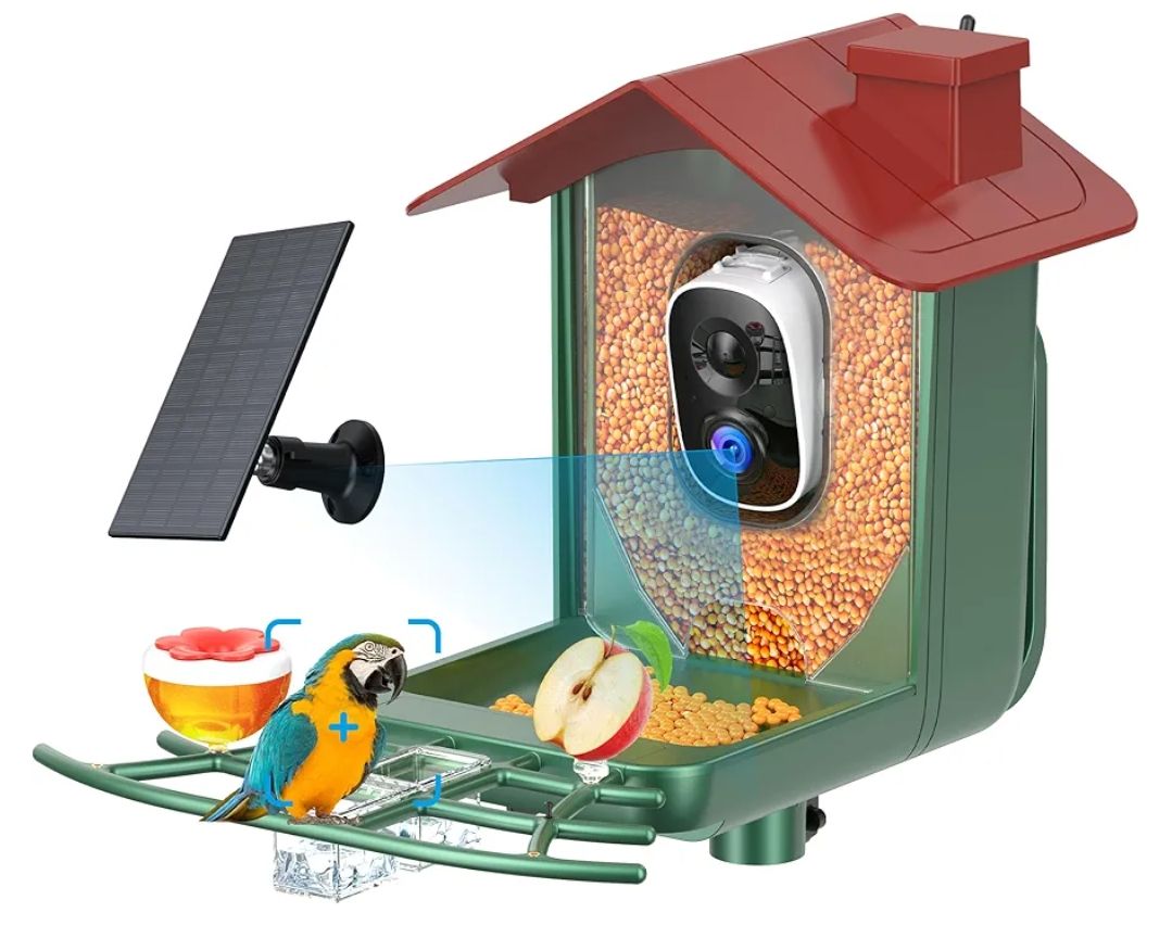 Comedero para pájaros con cámara solar