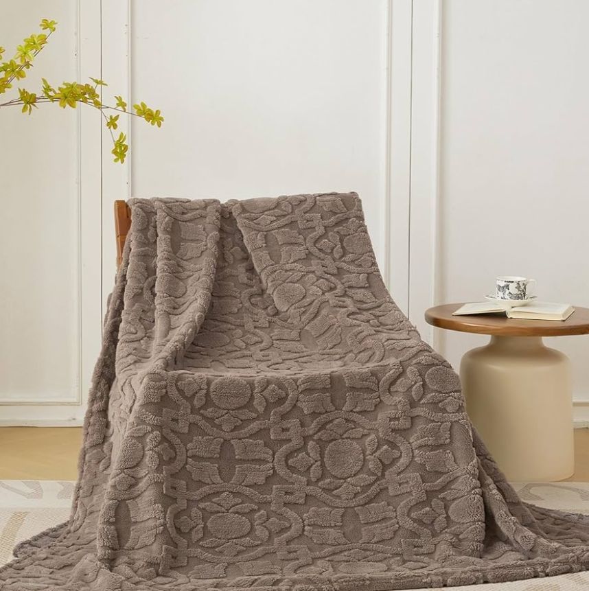 Manta de forro polar gris pardo 