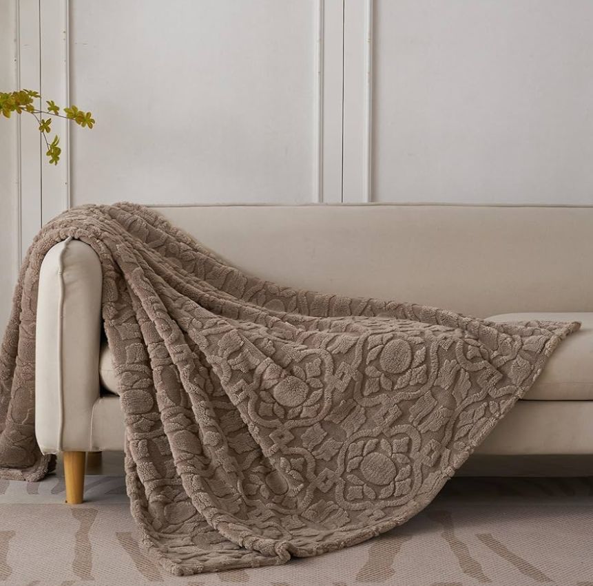 Manta de forro polar gris pardo 