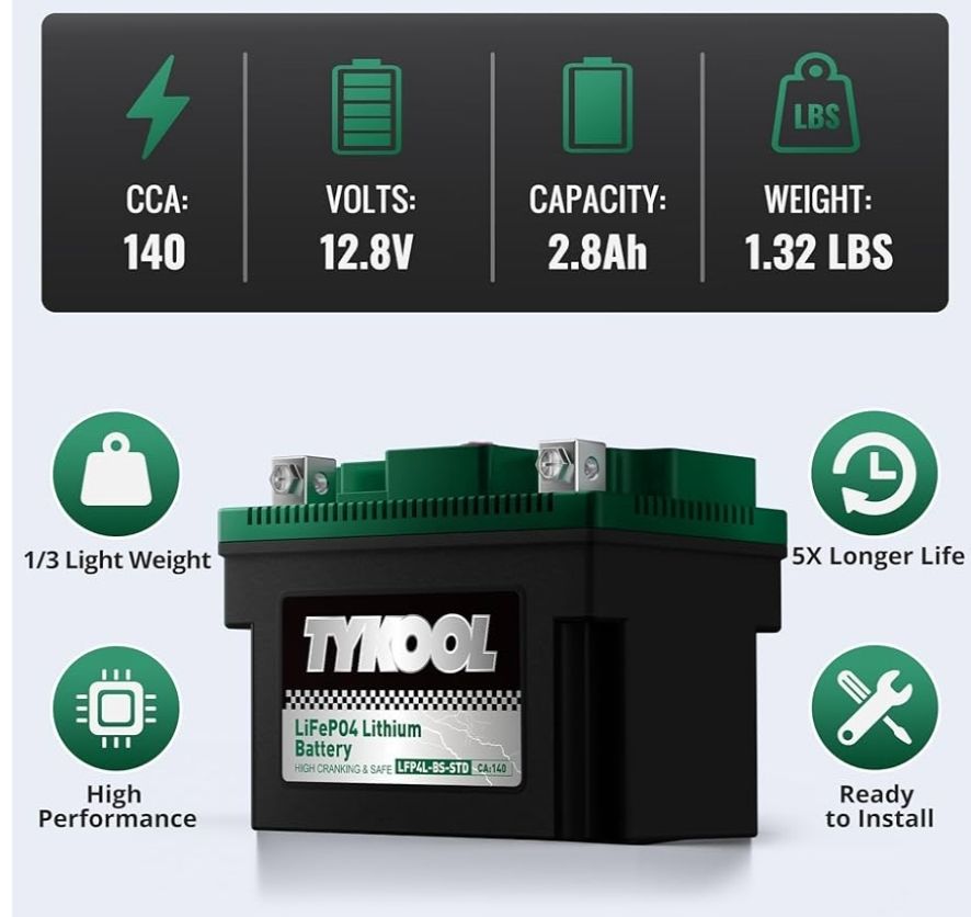 TYKOOL YTX4L-BS YTZ5S batería de litio LiFePO4 