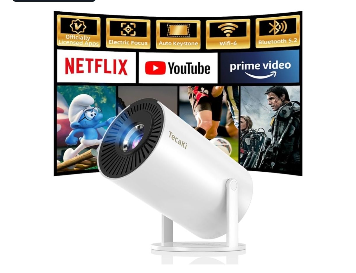 Mini proyector portátil, proyector inteligente de películas 1080P 