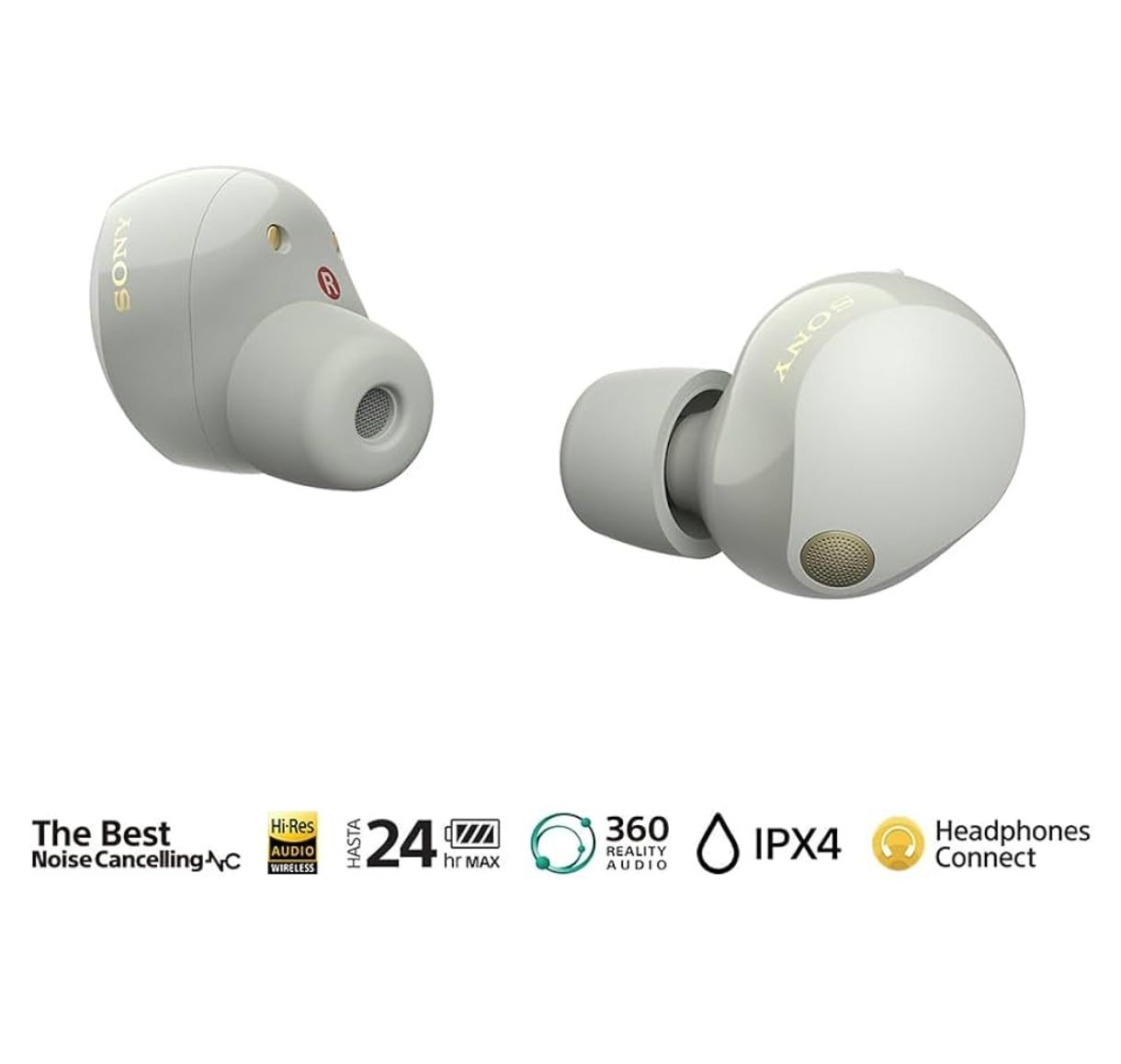 Earbuds Sony WF-1000XM5 con cancelación de Ruido, Plata