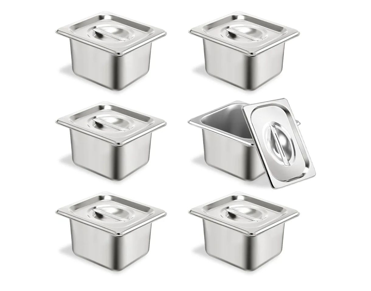 Juego de 6 bandejas gastronómicas de acero inoxidable para hotel