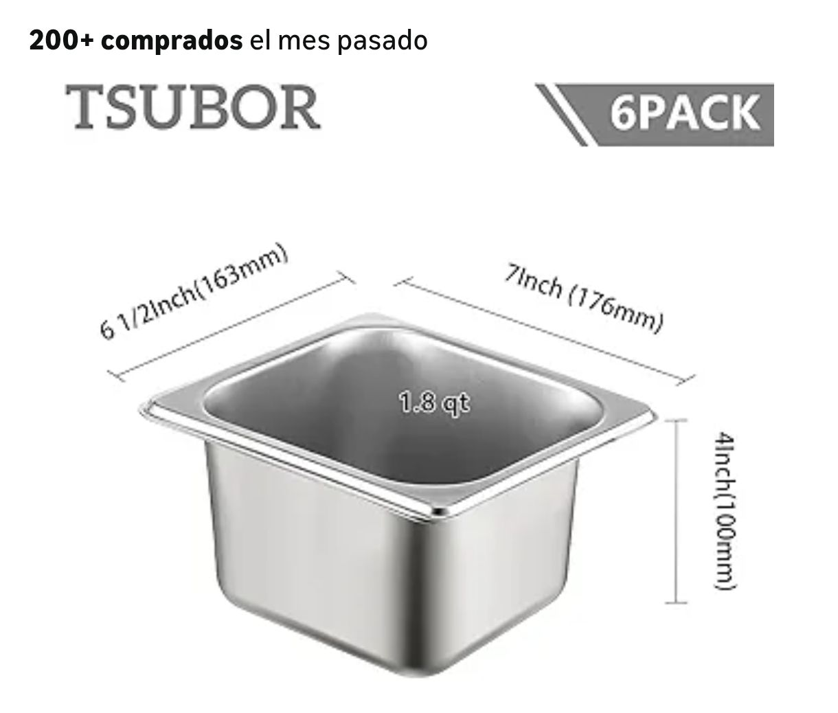 Juego de 6 bandejas gastronómicas de acero inoxidable para hotel