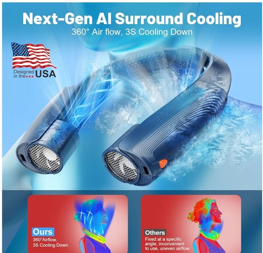 AI - Ventilador de cuello portátil con 6 velocidades