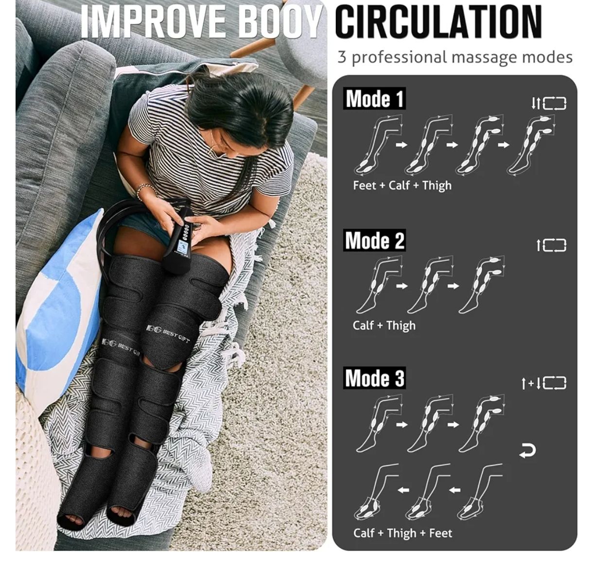 Masajeador de compresión de aire con calor para pies