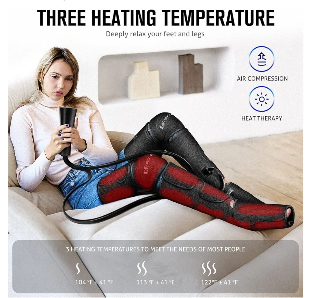 Masajeador de compresión de aire con calor para pies