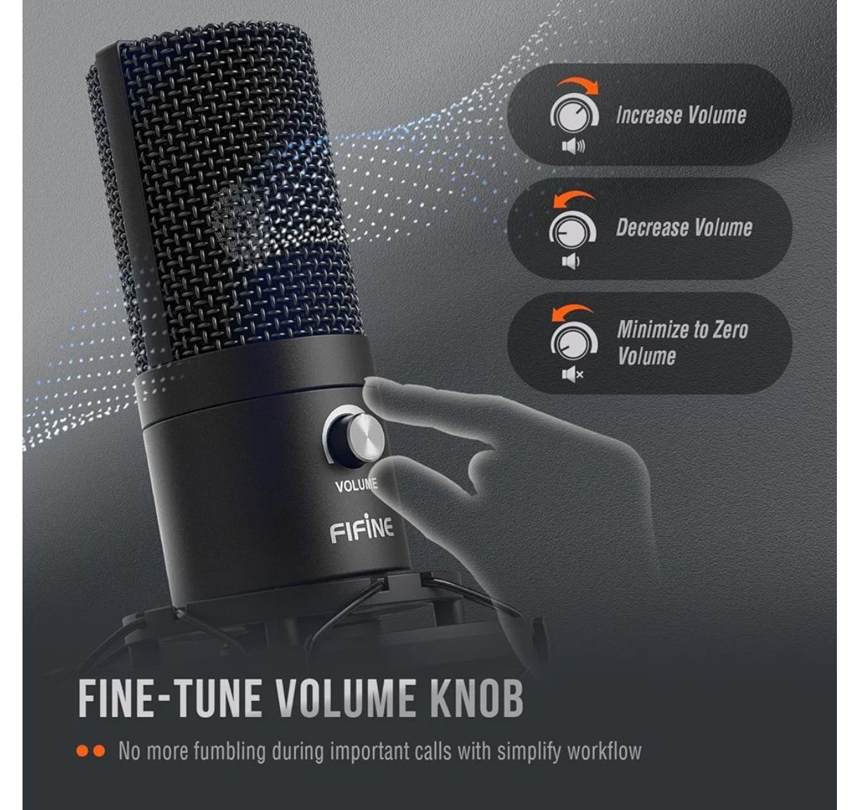 Fifine Micrófono USB Condensador de Estudio