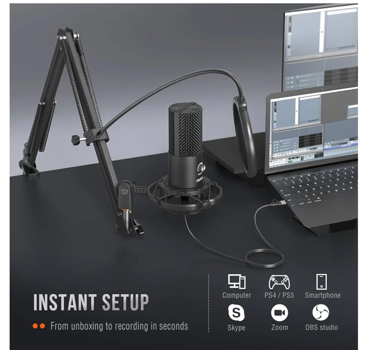 Fifine Micrófono USB Condensador de Estudio