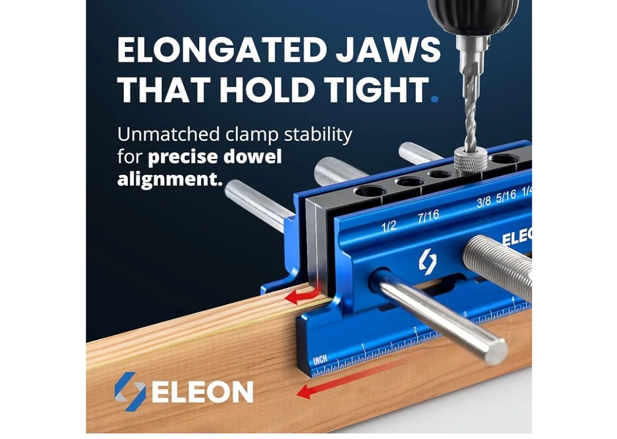 Eleon - Plantilla de clavija autocentrante con mandíbulas alargadas y abrazadera extra ancha