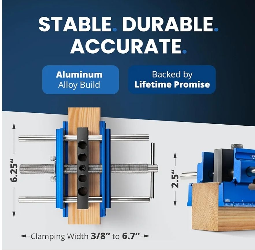 Eleon - Plantilla de clavija autocentrante con mandíbulas alargadas y abrazadera extra ancha