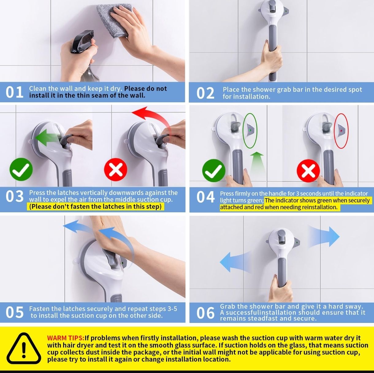 Paquete De 2 Barras De Apoyo Para Ducha 42.7 Cm Para Anciano