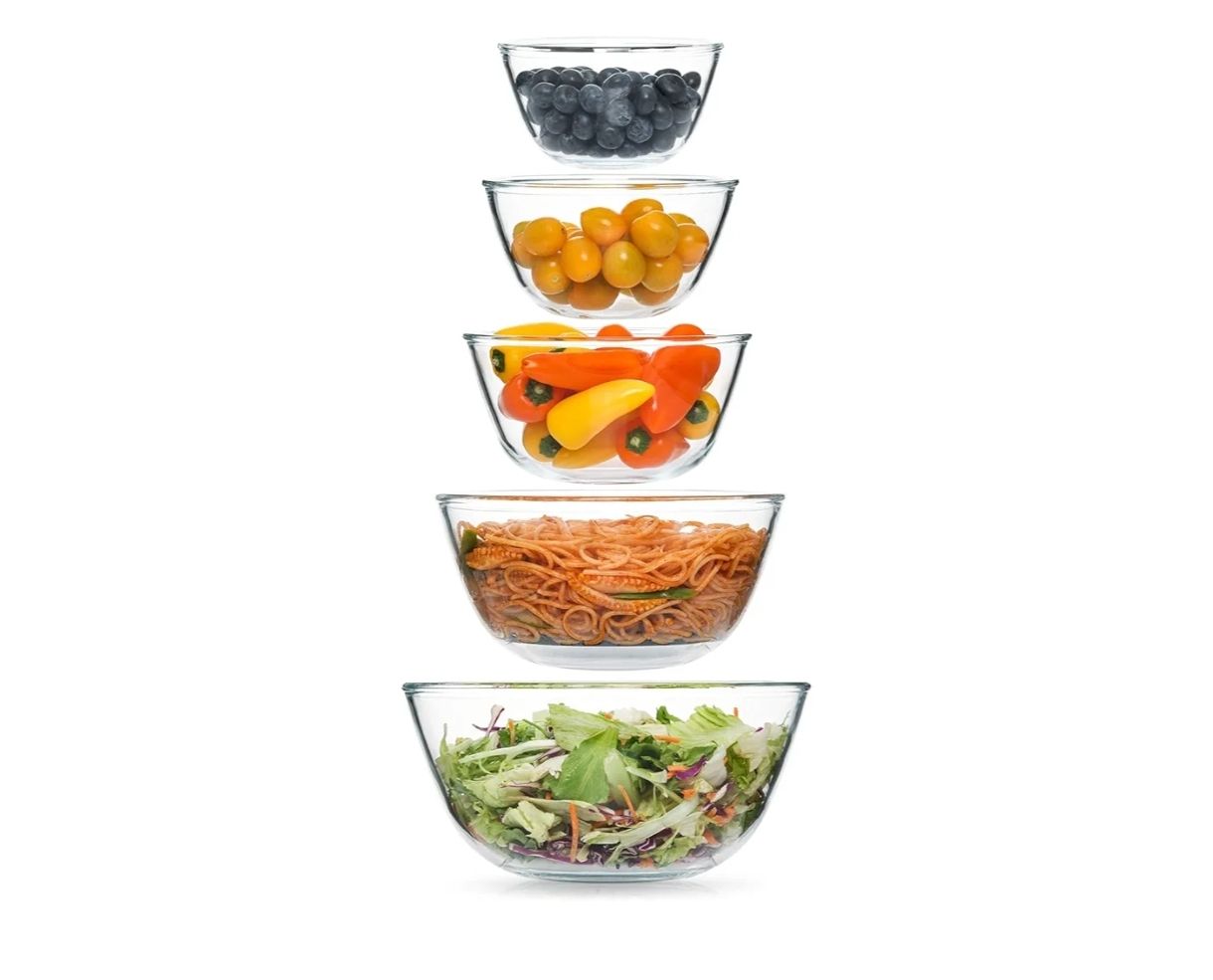 Juego de 5 cuencos de vidrio para mezclar