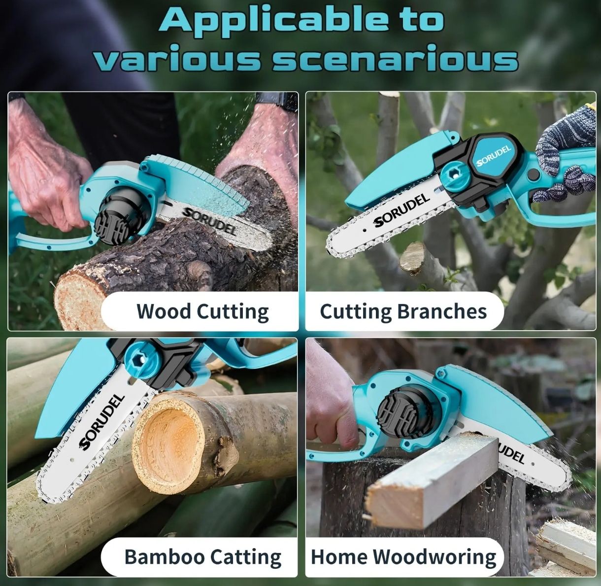 Mini Motosierra Inalámbrica Eléctrica Azul Oscuro Sin Escobi