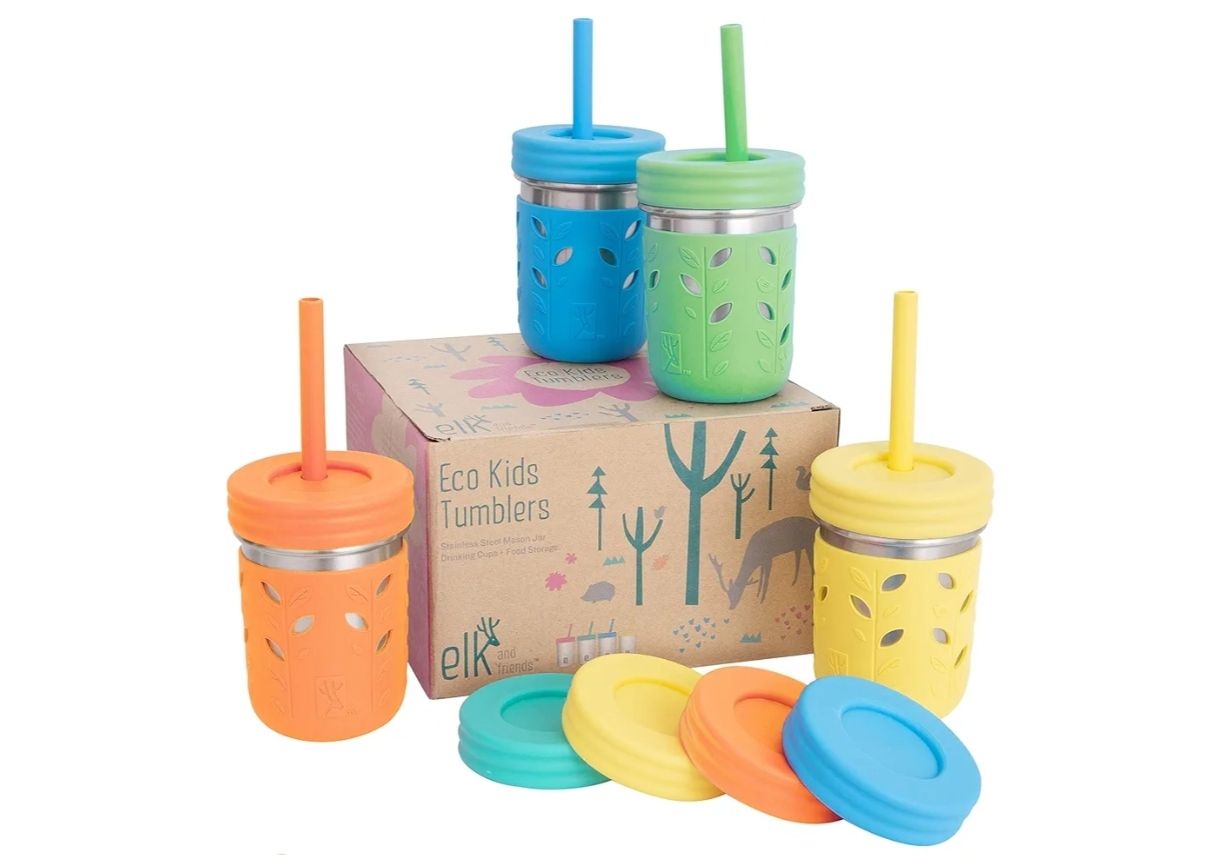 Elk and Friends - Vasos de acero inoxidable de 10 onzas para niños y niños pequeños