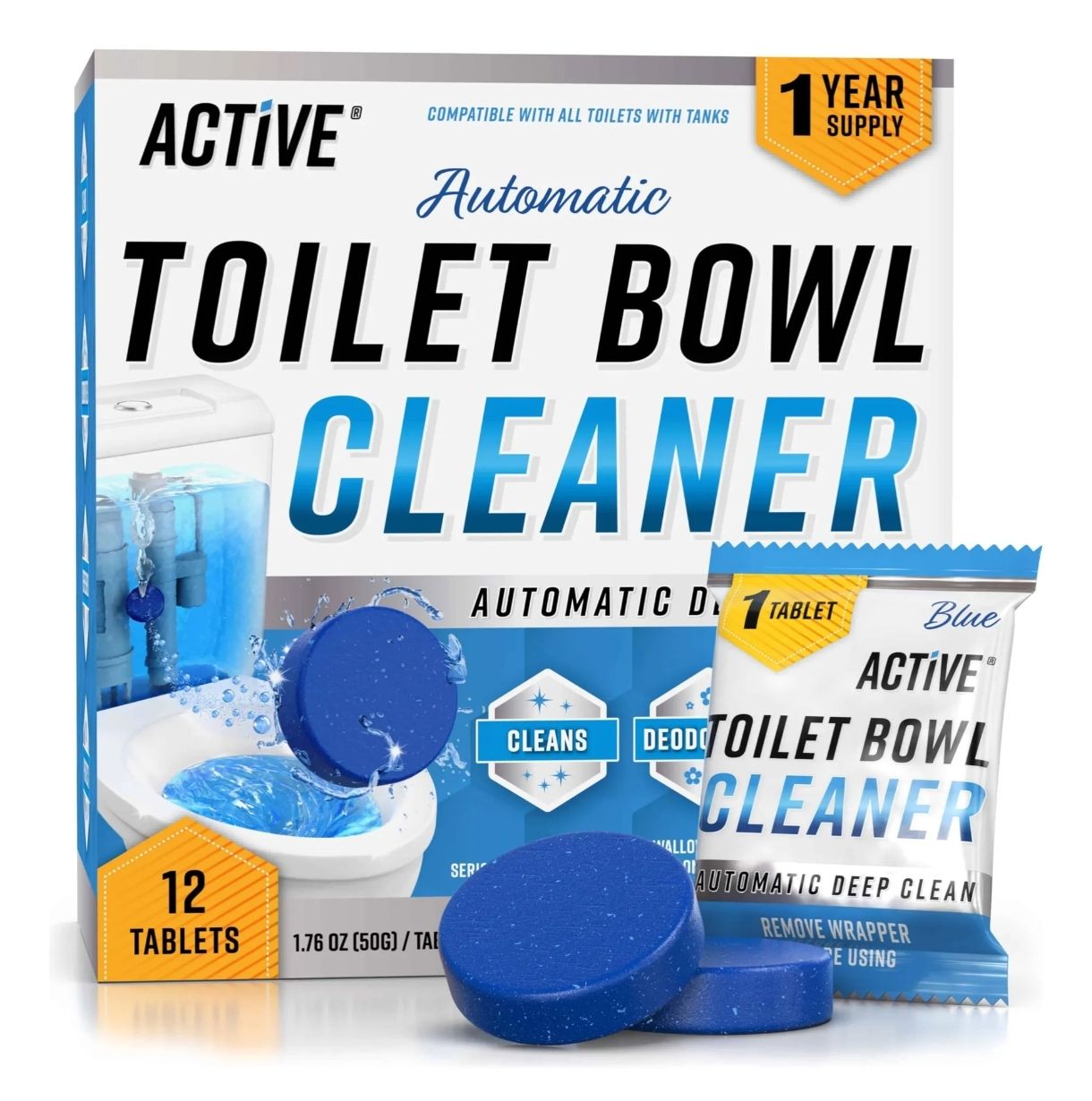 Tabletas Limpiadoras Para Inodoros Active Automatic Blue Gel