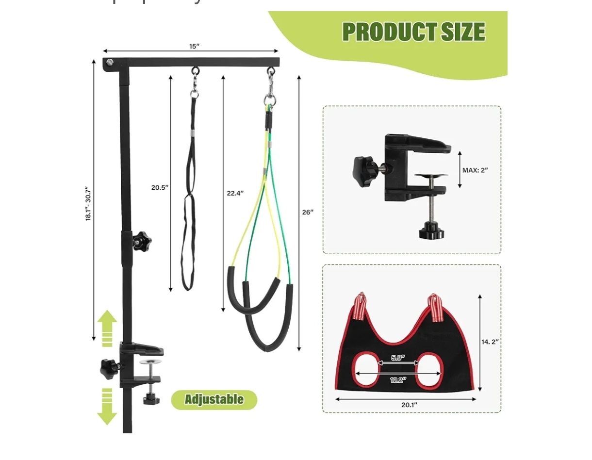 getlstub Brazo de aseo para perros con hamaca de aseo de mascotas