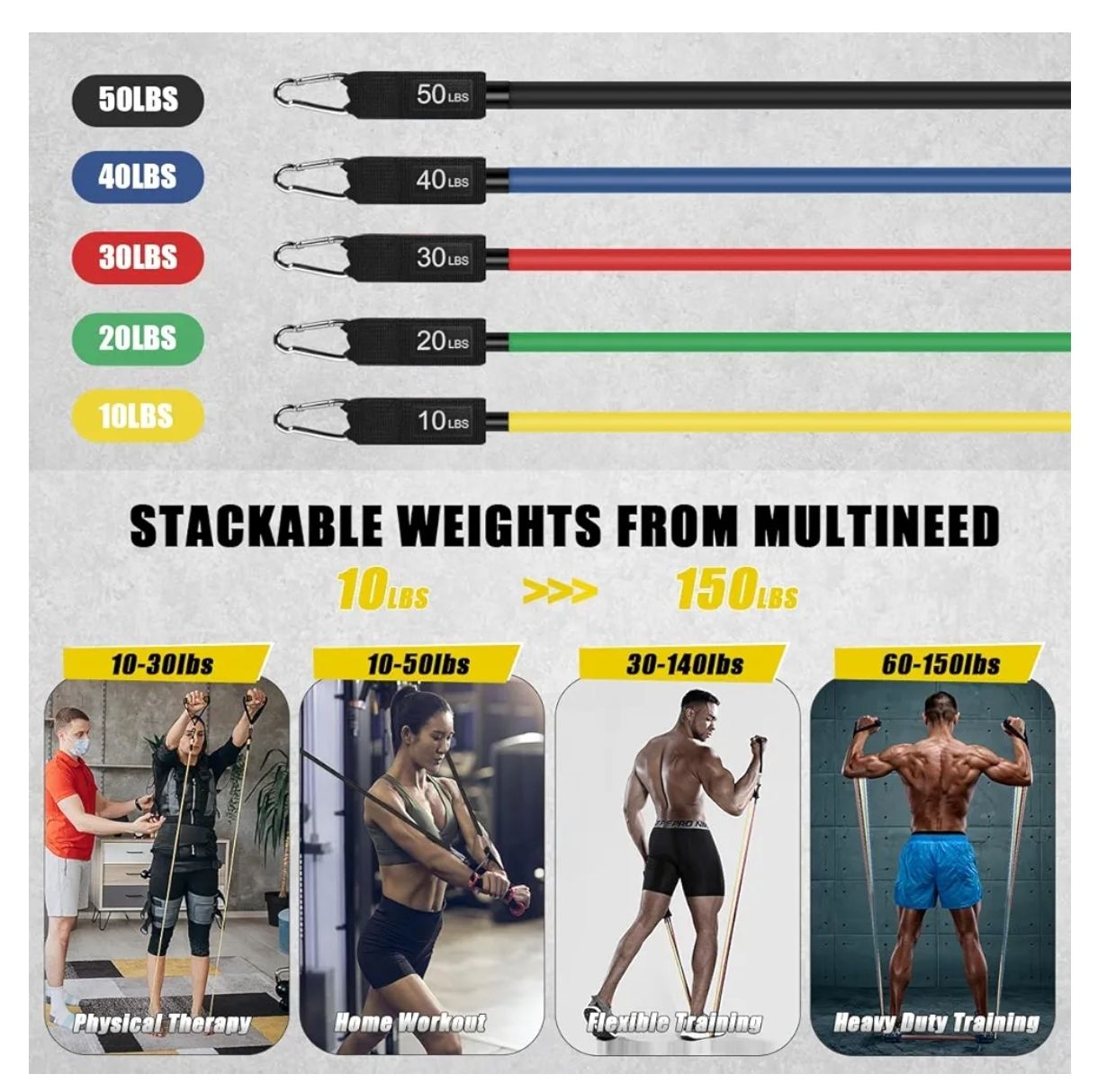 Juego de 23 bandas de resistencia para entrenamiento