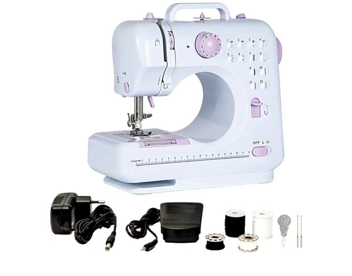 Máquina de coser eléctrica pequeña con pedal