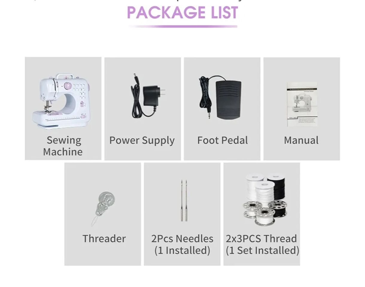 Máquina de coser eléctrica pequeña con pedal