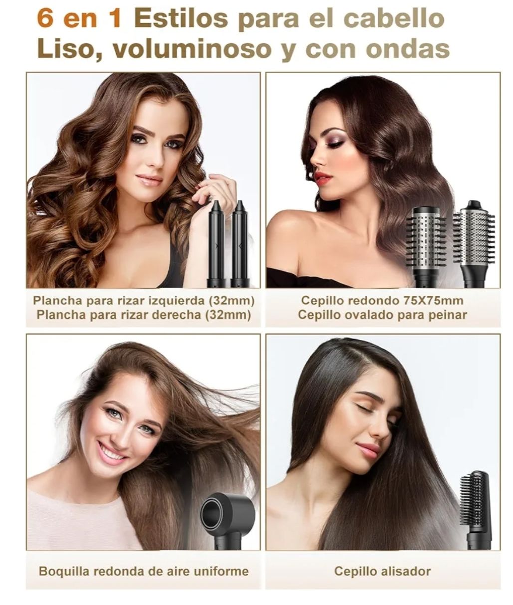 7MAGIC Cepillo secador y moldeador 6 en 1, plateado