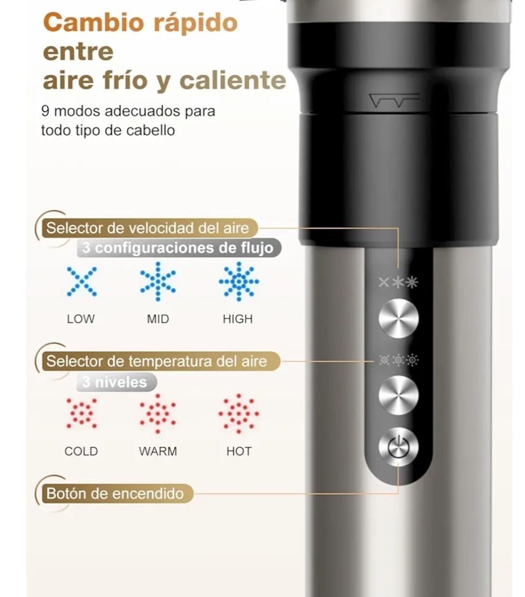 7MAGIC Cepillo secador y moldeador 6 en 1, plateado