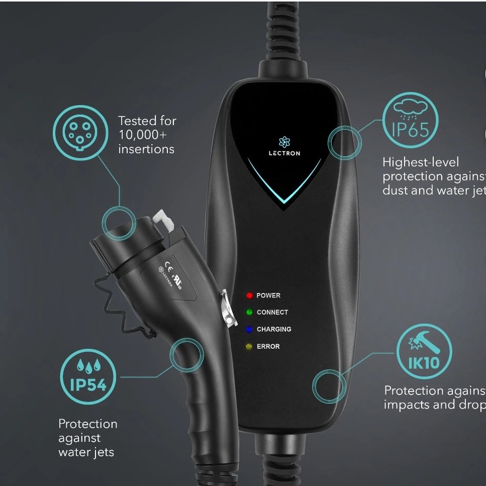 Cargador eléctrico Lectron de nivel 1 con certificación ETL, 110 V, 15 A, con cable de 5 m