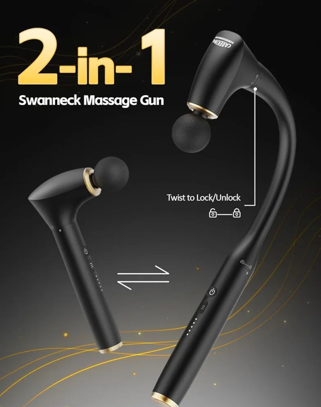 Pistola de masaje de percusión desmontable 2 en 1 con mango de extensión