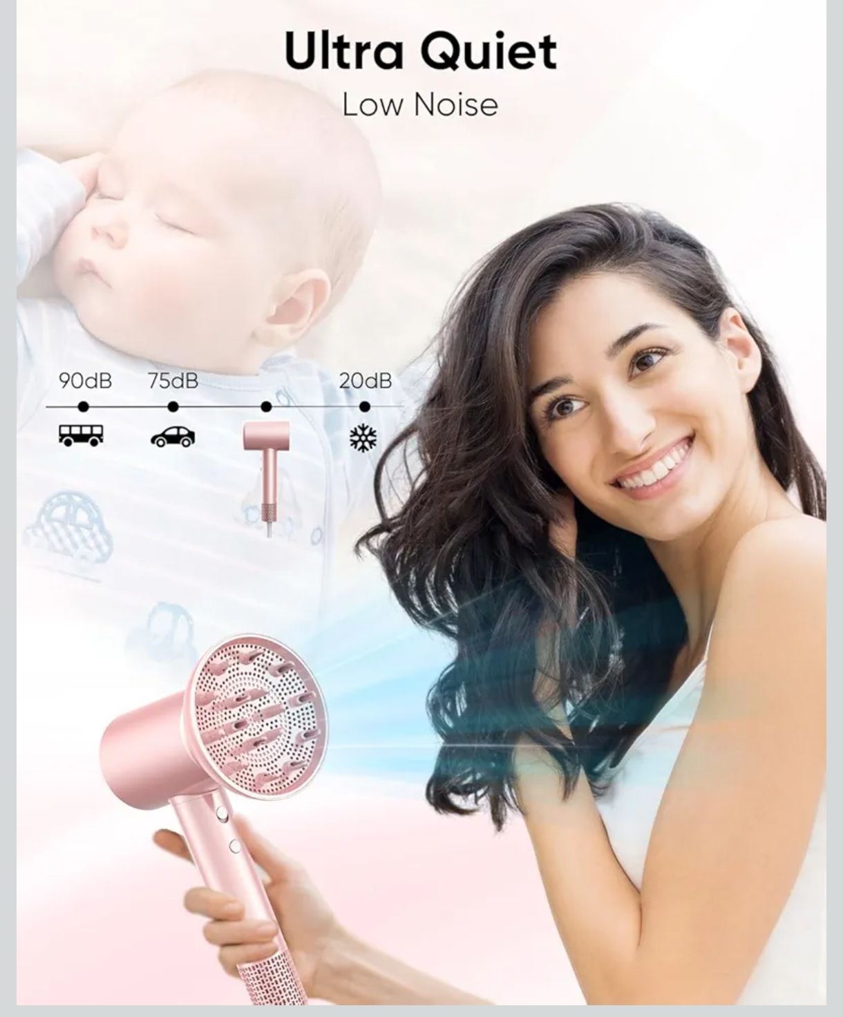 CONFU Secador de pelo, 110000 RPM de secado rápido 