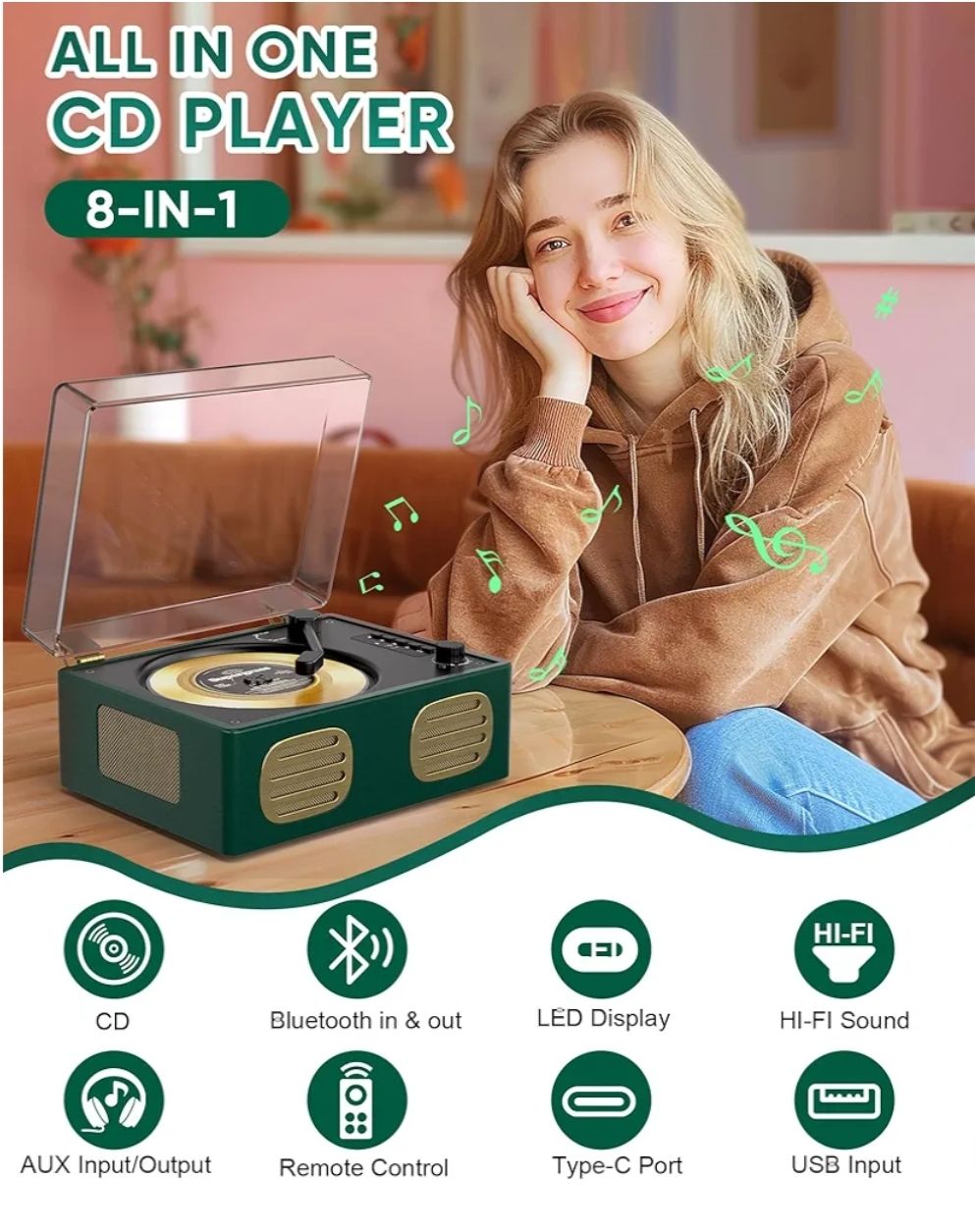 Reproductor de CD portátil Verde