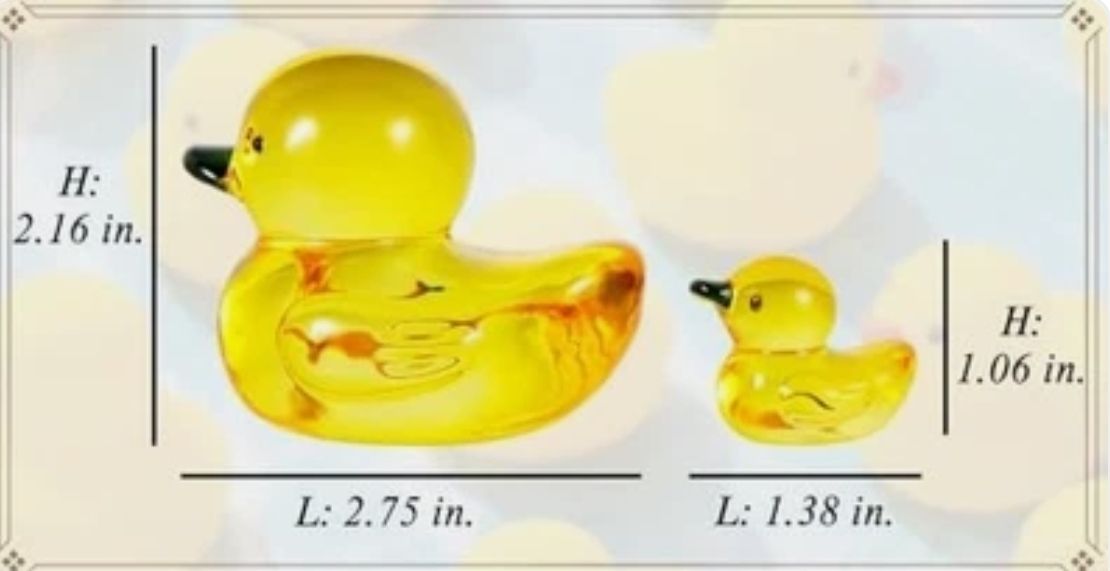 Estatuillas familiares de patos de vidrio amarillo