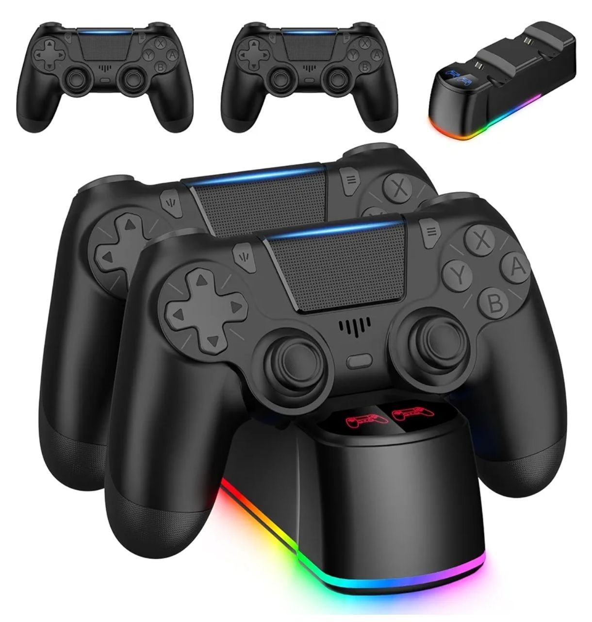 Paquete de 2 controles Fisherg con estación de carga para control de PS4