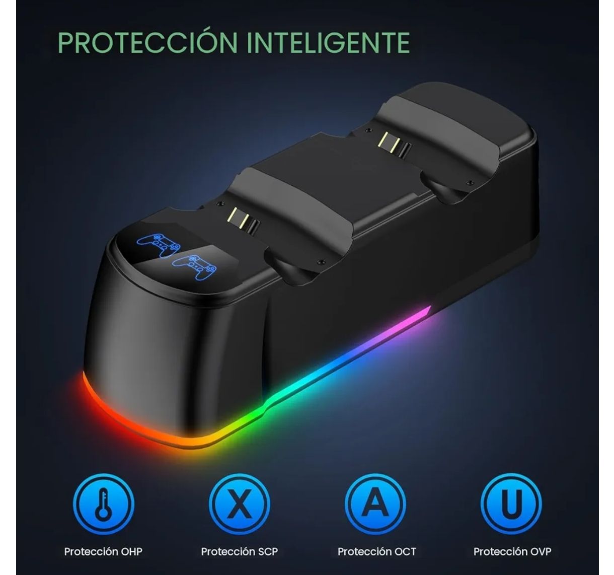 Paquete de 2 controles Fisherg con estación de carga para control de PS4