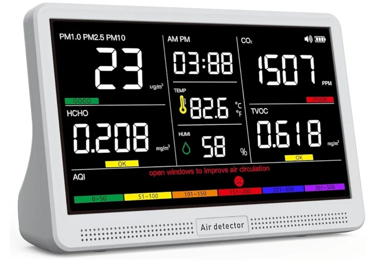 Monitor de Calidad del Aire 16 en 1 con Pantalla de 7",