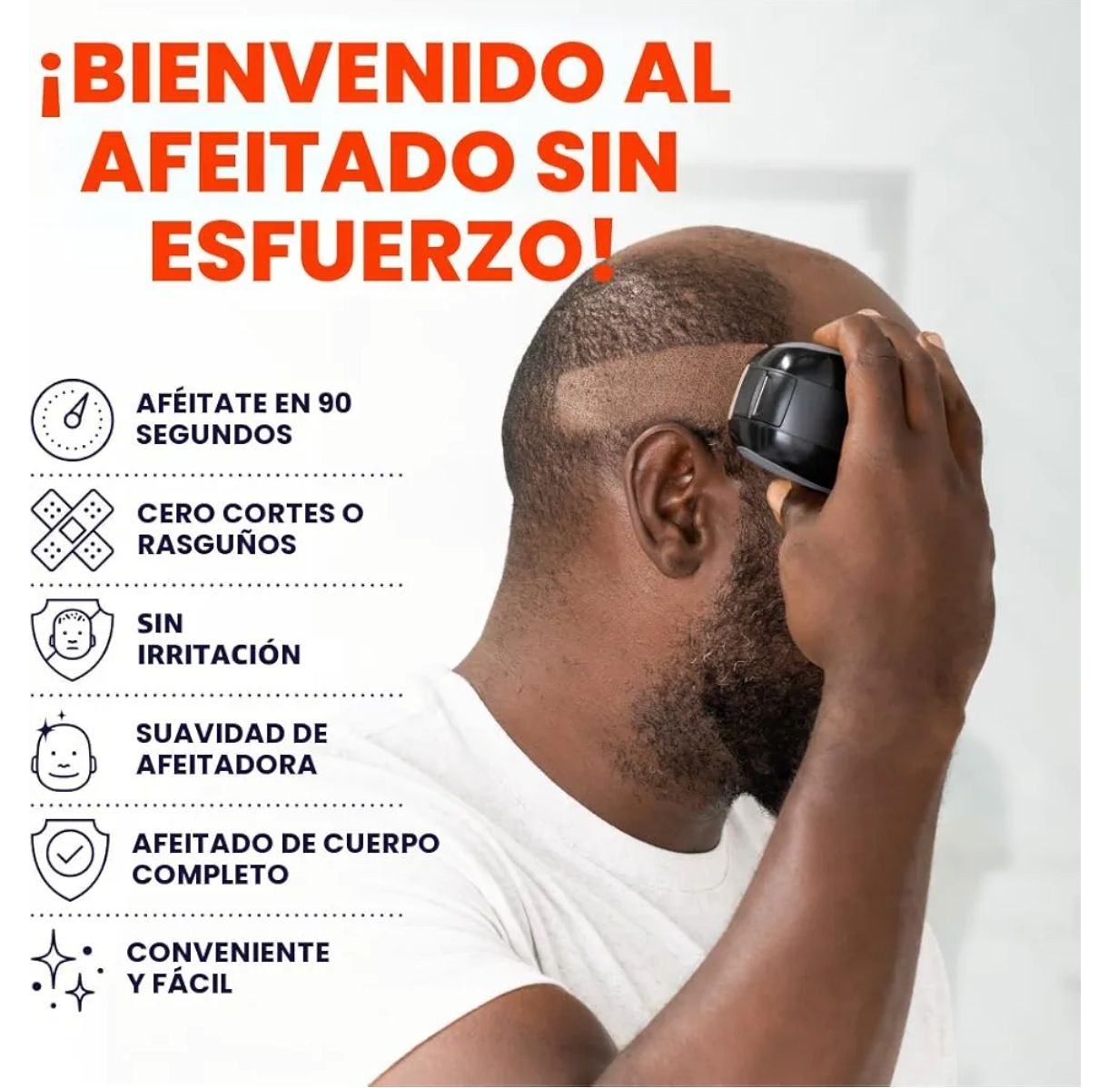 Afeitadora de cabello eléctrica inalámbrica y recargable para hombre;