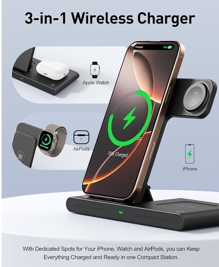 Cargador inalámbrico 2025 para estación de carga Apple y Android