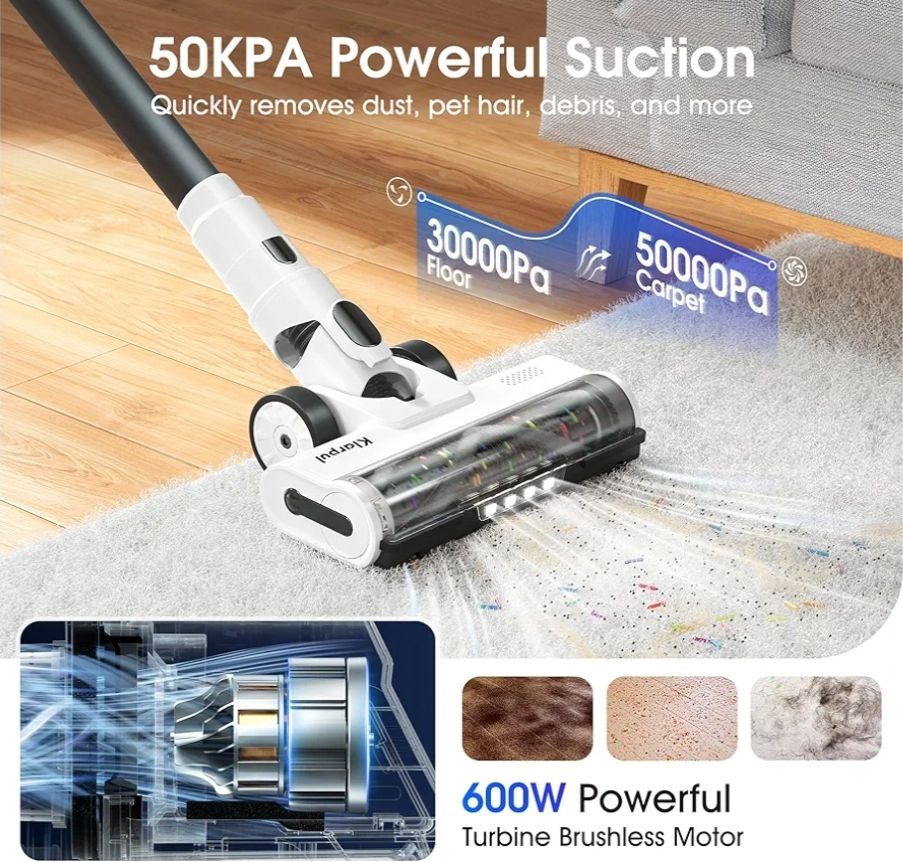 Aspiradora inalámbrica, 600 W, 50 KPA