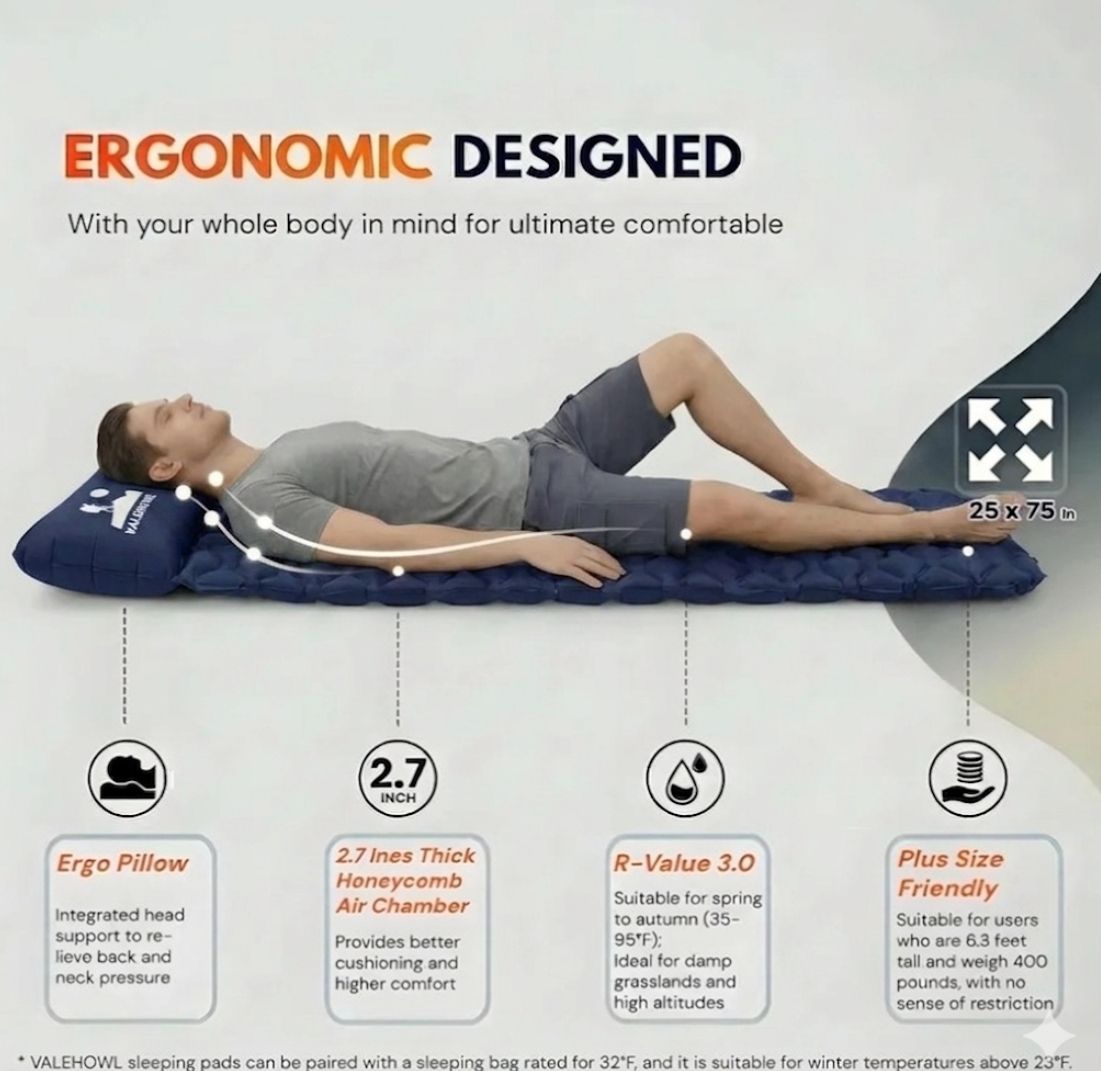Colchoneta de dormir ultraligera de 1.8 libras 