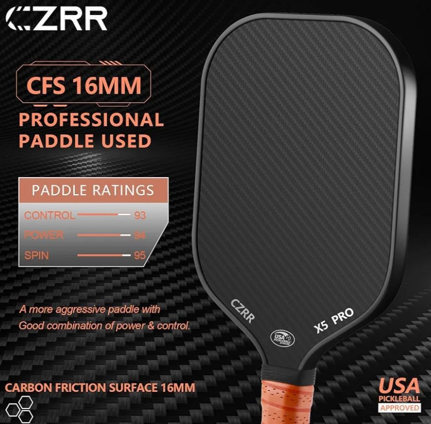 CZRR Paleta Pickleball de fibra de carbono