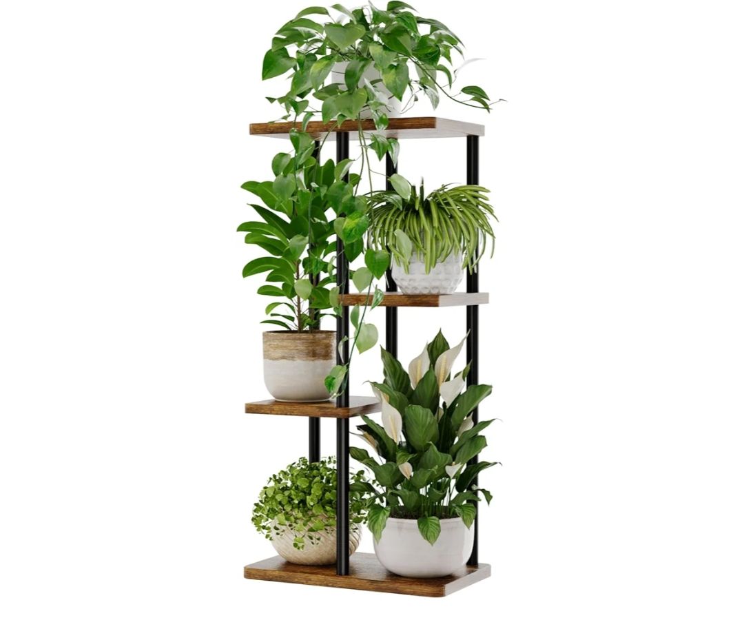 Bamworld Soporte para Plantas de Interior de 4 Niveles