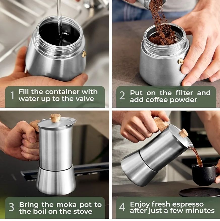 WALDWERK  Olla de moka de acero inoxidable