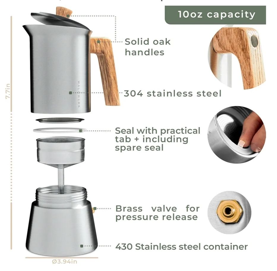 WALDWERK  Olla de moka de acero inoxidable