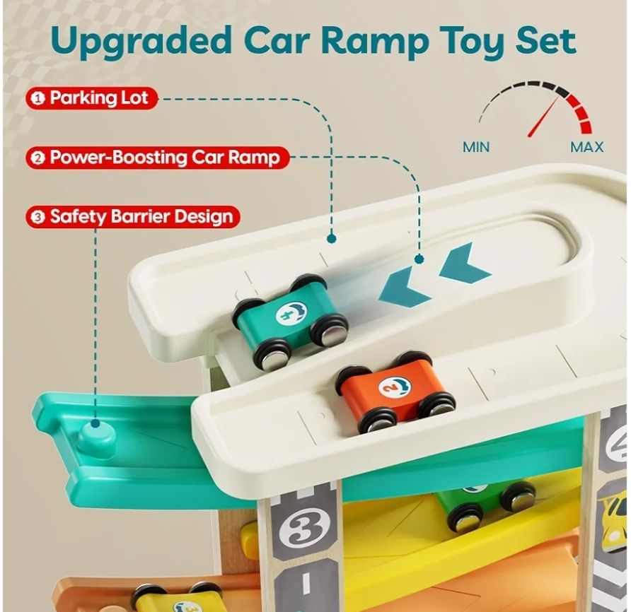 - Rampa de madera para coche para niños