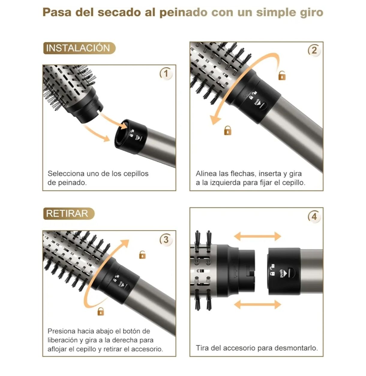 7MAGIC Cepillo secador y moldeador 6 en 1