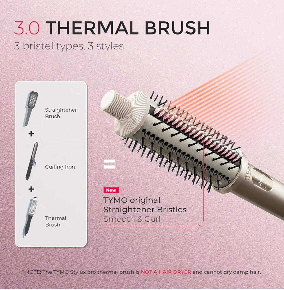 TYMO StyluxPro  Cepillo térmico para rizar