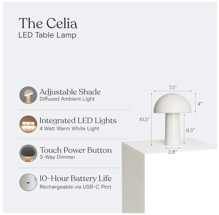 Brightech Celia - Lámpara de mesa