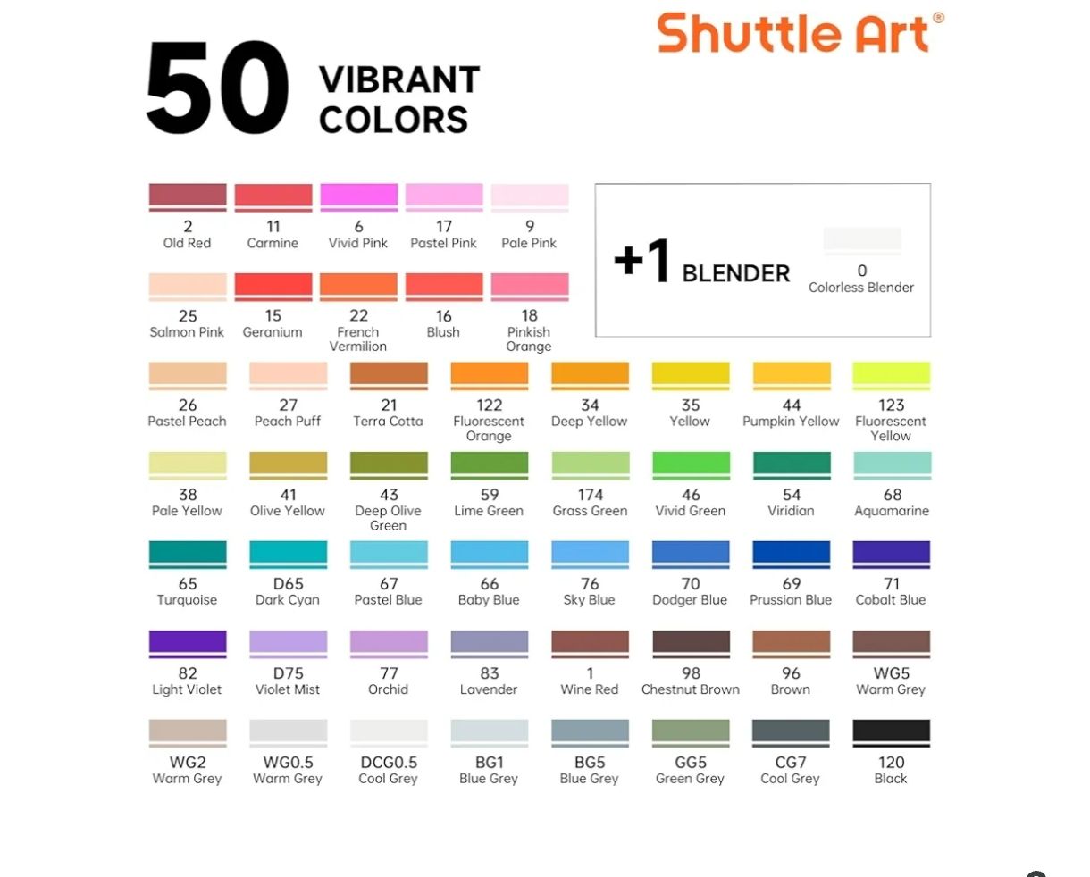 Shuttle Art - Marcadores de alcohol de 51 colores