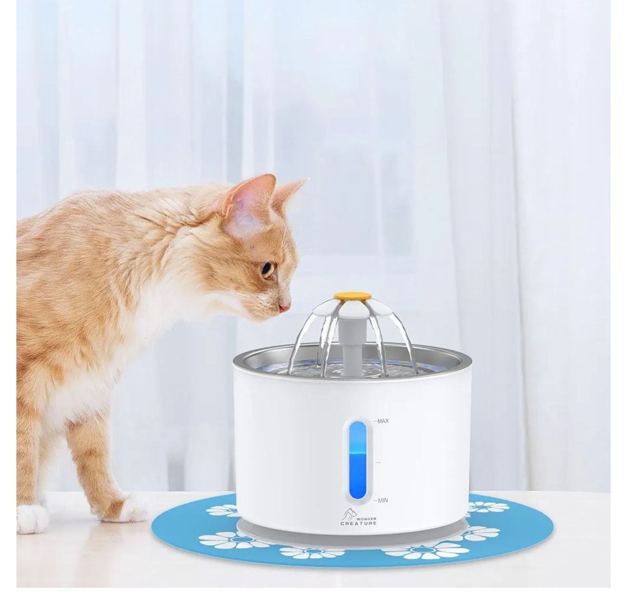 Wonder Fuente de agua para gatos de acero inoxidable